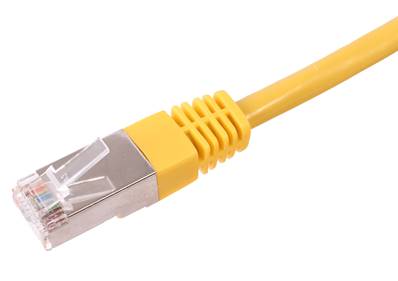 CORDON RJ45 CAT 6A 100 OHMS BLINDE SFTP JAUNE 0.5 METRE