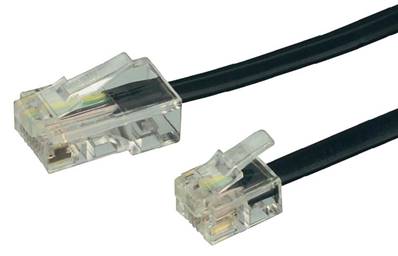 CORDON TELEPHONIQUE RJ45/RJ11 5 METRES NOIR