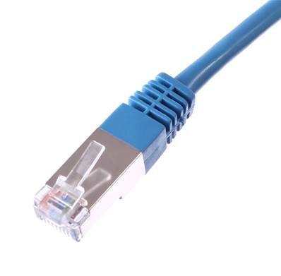 CORDON RJ45 CAT 6A 100 OHMS BLINDE SFTP BLEU 0.5 METRE