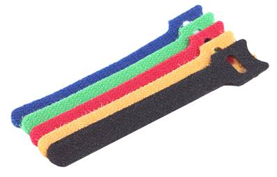 ATTACHE CABLE VELCRO MULTICOLOR LONGUEUR 240mm SACHET DE 5