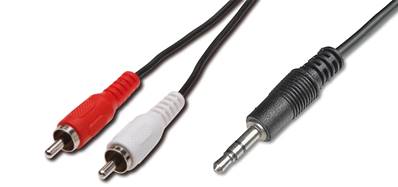 CORDON AUDIO 1 MINI JACK 3.5 VERS 2xRCA 20 METRES