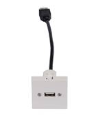 PLASTRON 45x45 USB FEMELLE AVEC RALLONGE FEMELLE 0,2 METRE