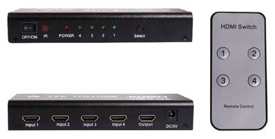 SWITCH HDMI 4 PORTS 4K AVEC TELECOMMANDE