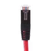 CORDON RJ45 CAT 6 100 Ohms CROISE  FTP ROUGE MANCHON NOIR 5 METRES