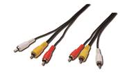 CORDON AUDIO VIDEO 3xRCA MALES VERS 3xRCA MALES EN 1.8 METRE