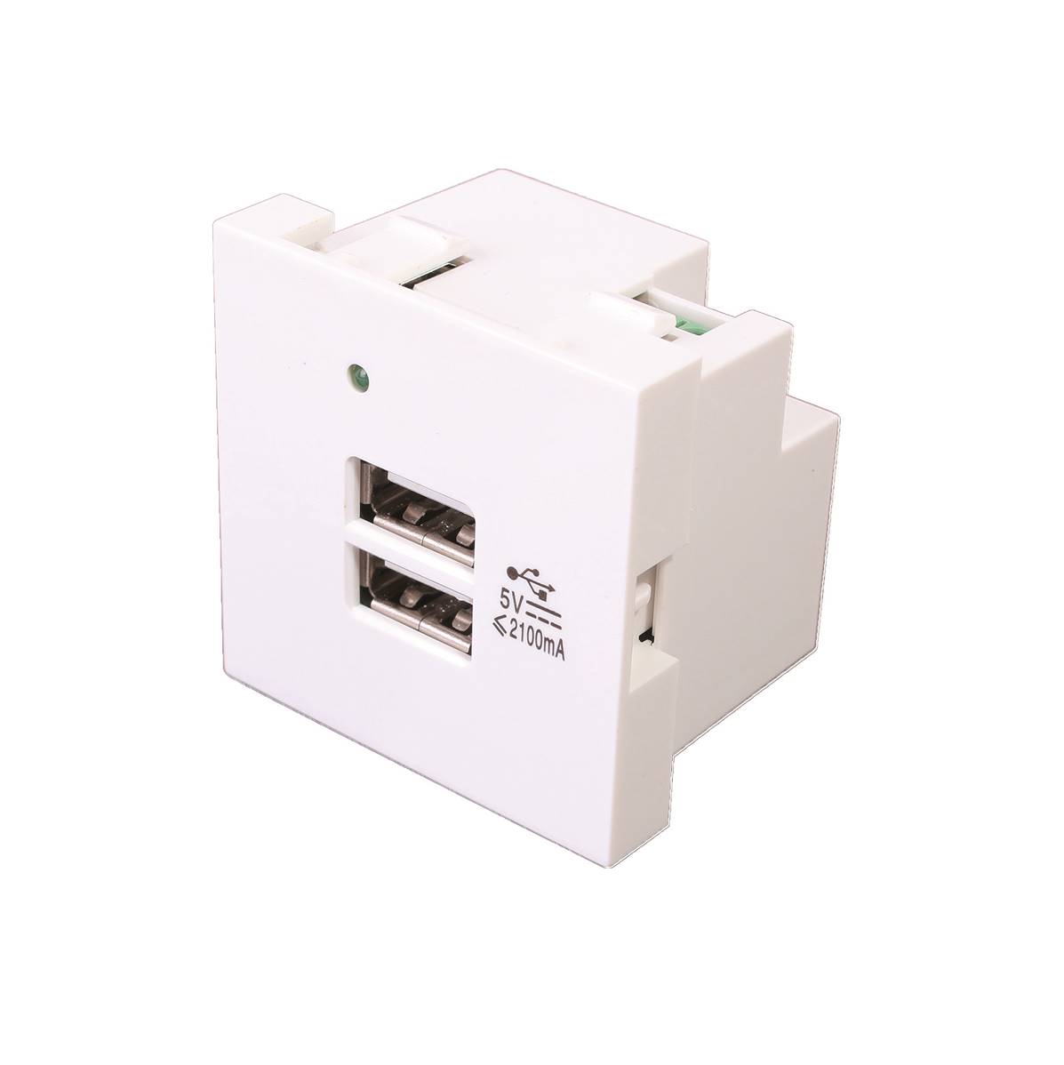 Prise de charge double USB 45x45 + plastron blanc