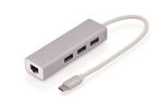 CONVERTISSEUR TYPE C VERS ETHERNET RJ45 GIGA  + HUB 3 PORTS USB 3.0