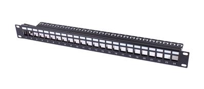 PANNEAU DE BRASSAGE NU 1U 24 PORTS CAT 5e/6a FTP KEYSTONE NOIR