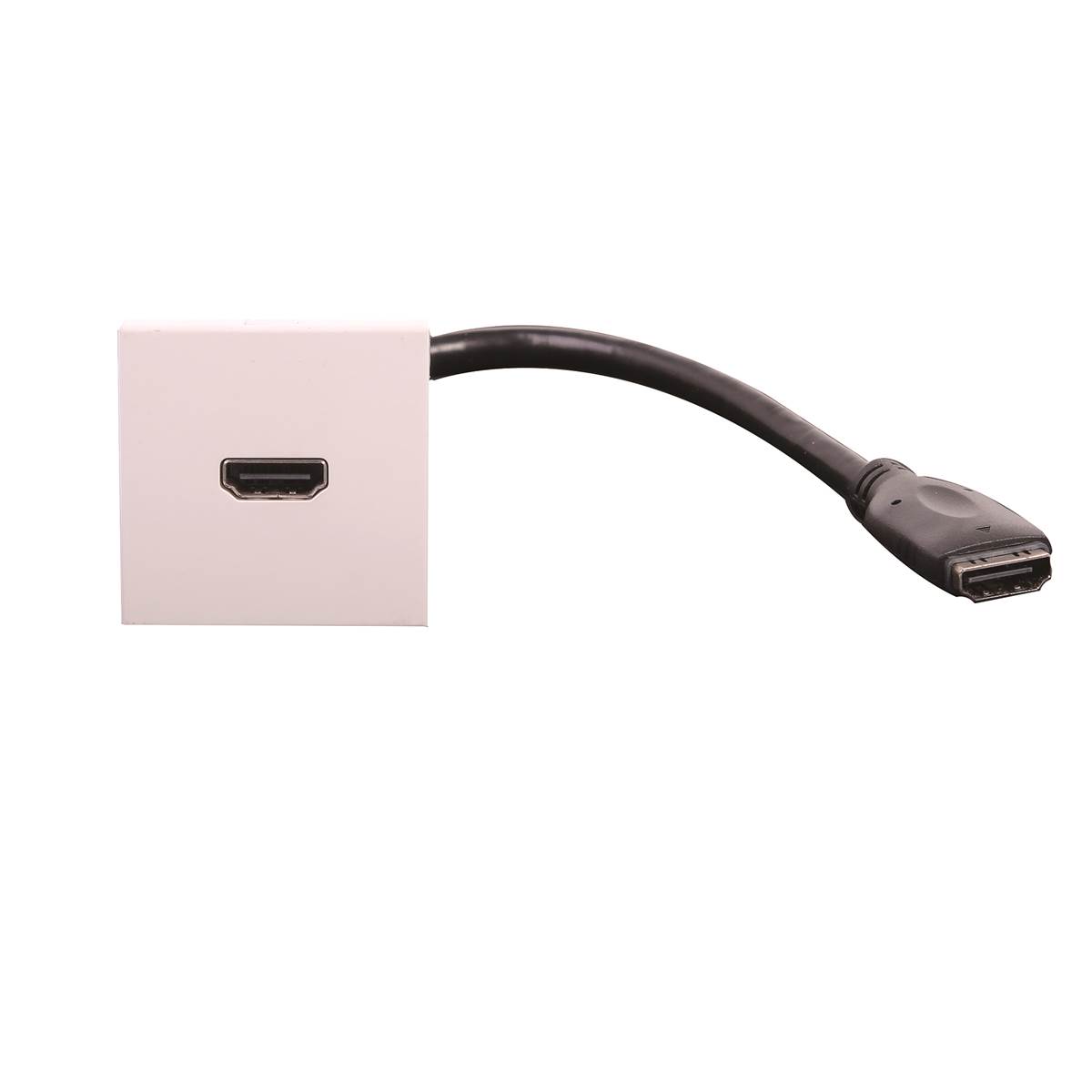 Prise HDMI 45x45 à câble 10cm + plastron blanc