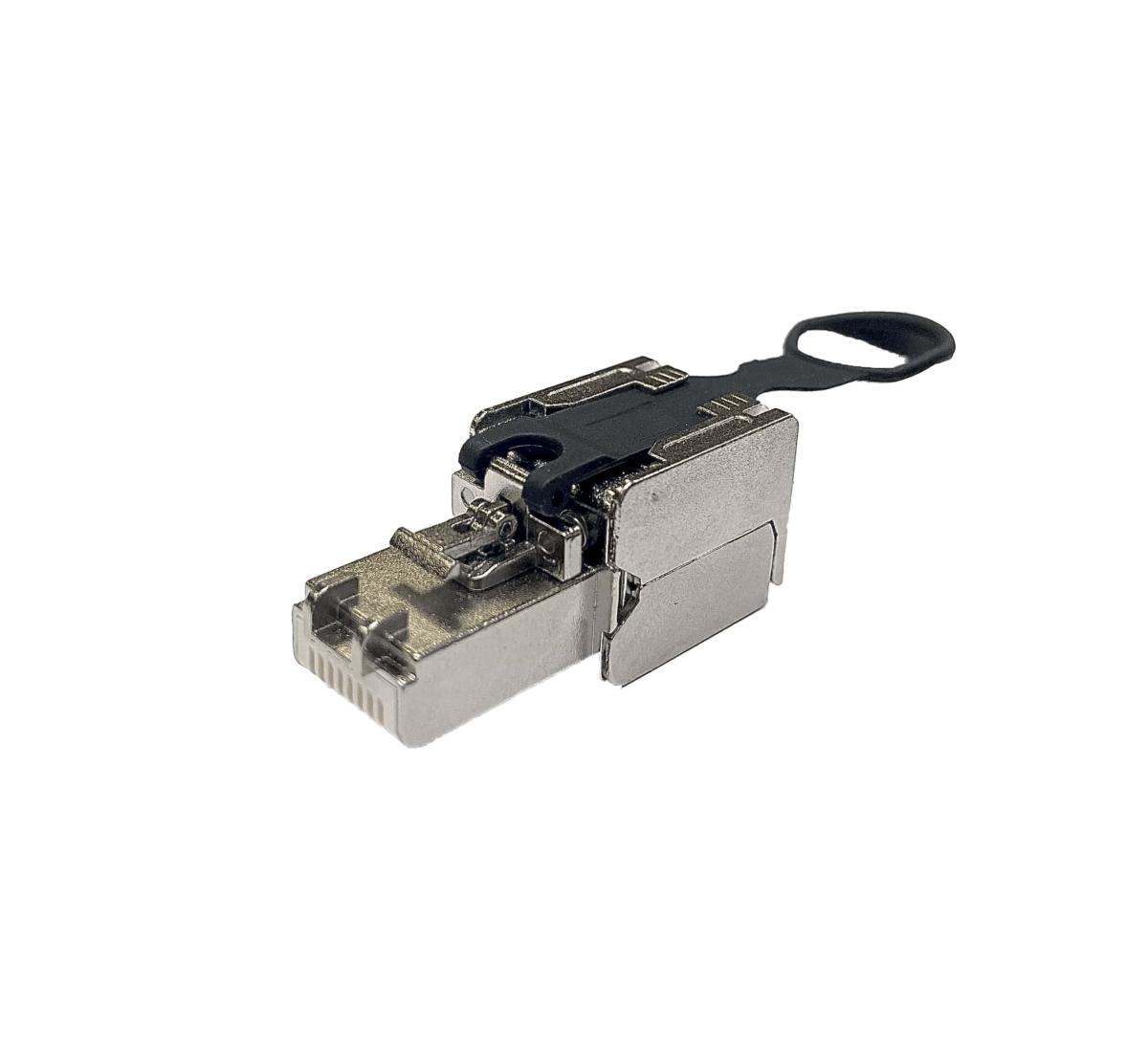 Connecteur RJ45 mâle Cat 6A coudé pour prolongation