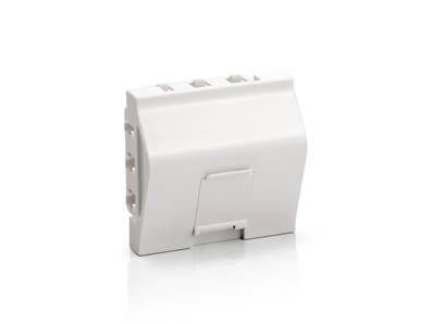 PLASTRON RJ45 SIMPLE 45x45 SORTIE A 45° POUR ENJOLIVEUR 