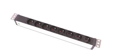 BANDEAU 19" 8 PRISES SANS INTER SANS CÂBLE AVEC BORNIER+EQUERRES