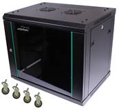 COFFRET CHASSIS FIXE PANNEAUX AMOVIBLES 15U P600 NOIR AVEC ROULETTES
