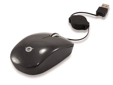 SOURIS OPTIQUE DE VOYAGE 2 BOUTONS + MOLETTE NOIR RETRACTABLE